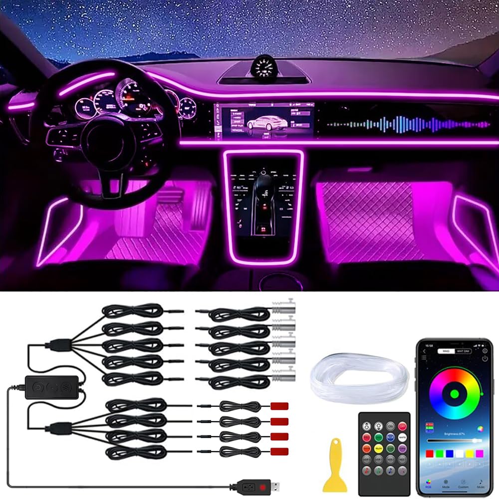 Tira de luces LED para el interior del automóvil, luz LED RG