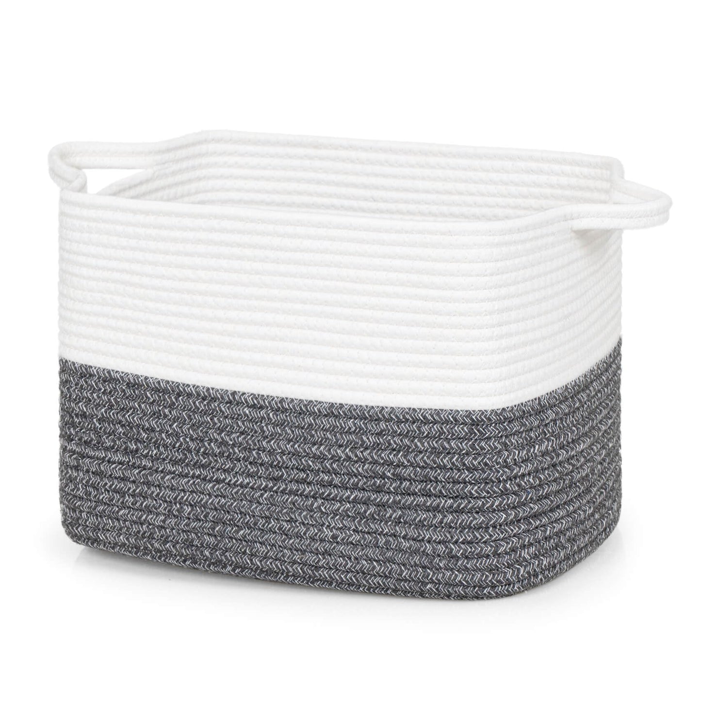 ZLG Cesta tejida de cuerda de algodón con asa, 13.5 x 11 x 9.5 pulgada
