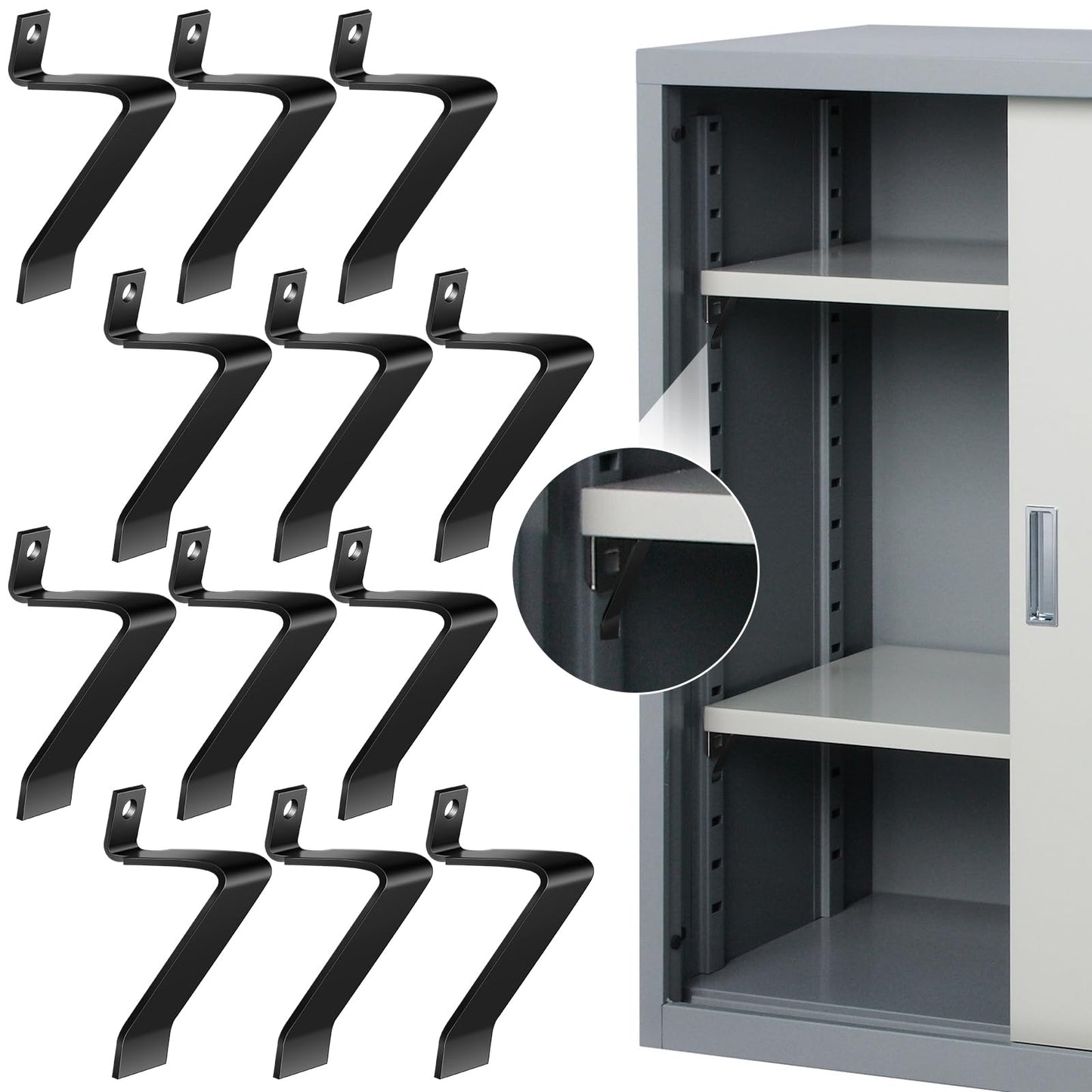 Zonon 12 clips de estante compatibles con gabinetes de metal