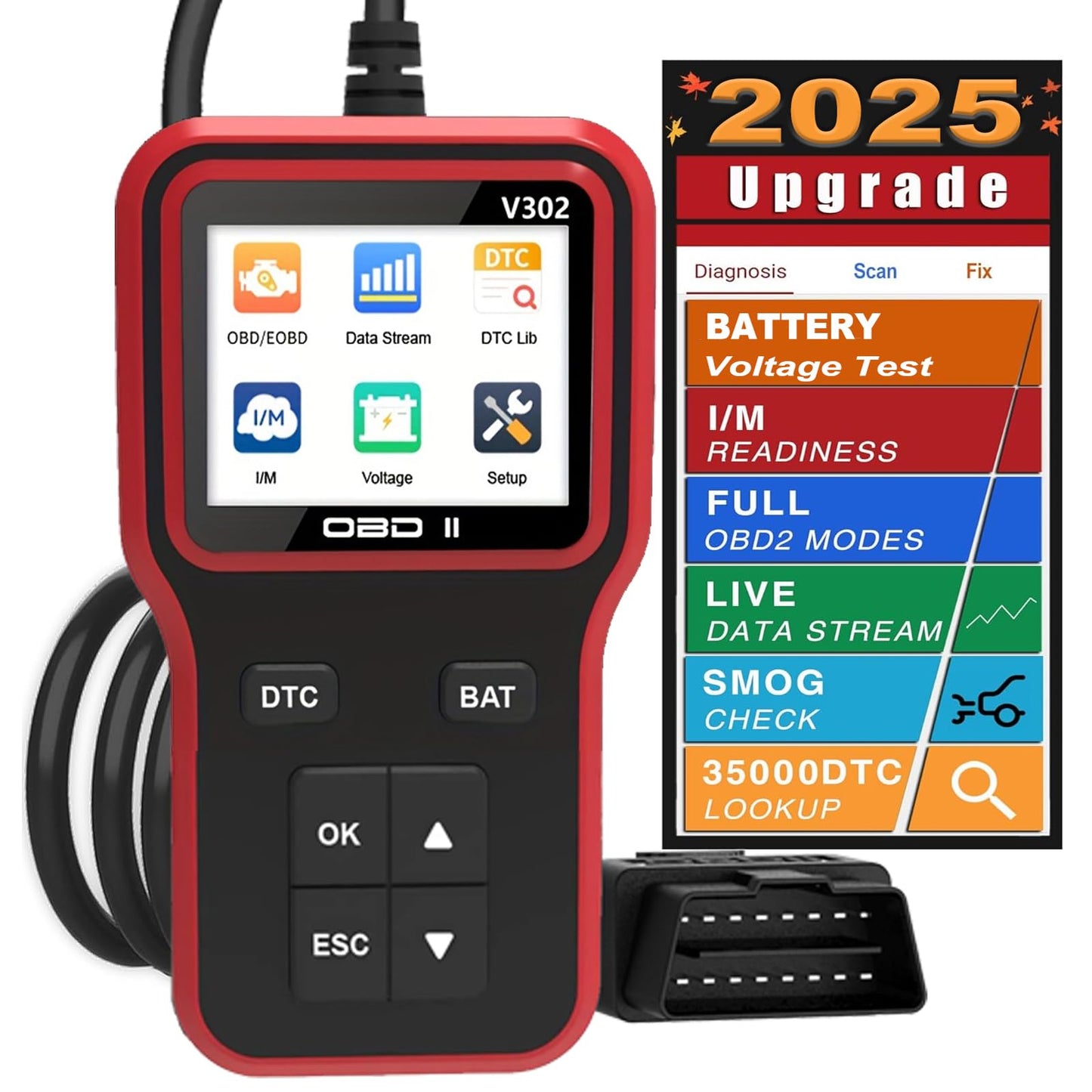 Herramienta de diagnóstico del escáner OBD2, probador de bat