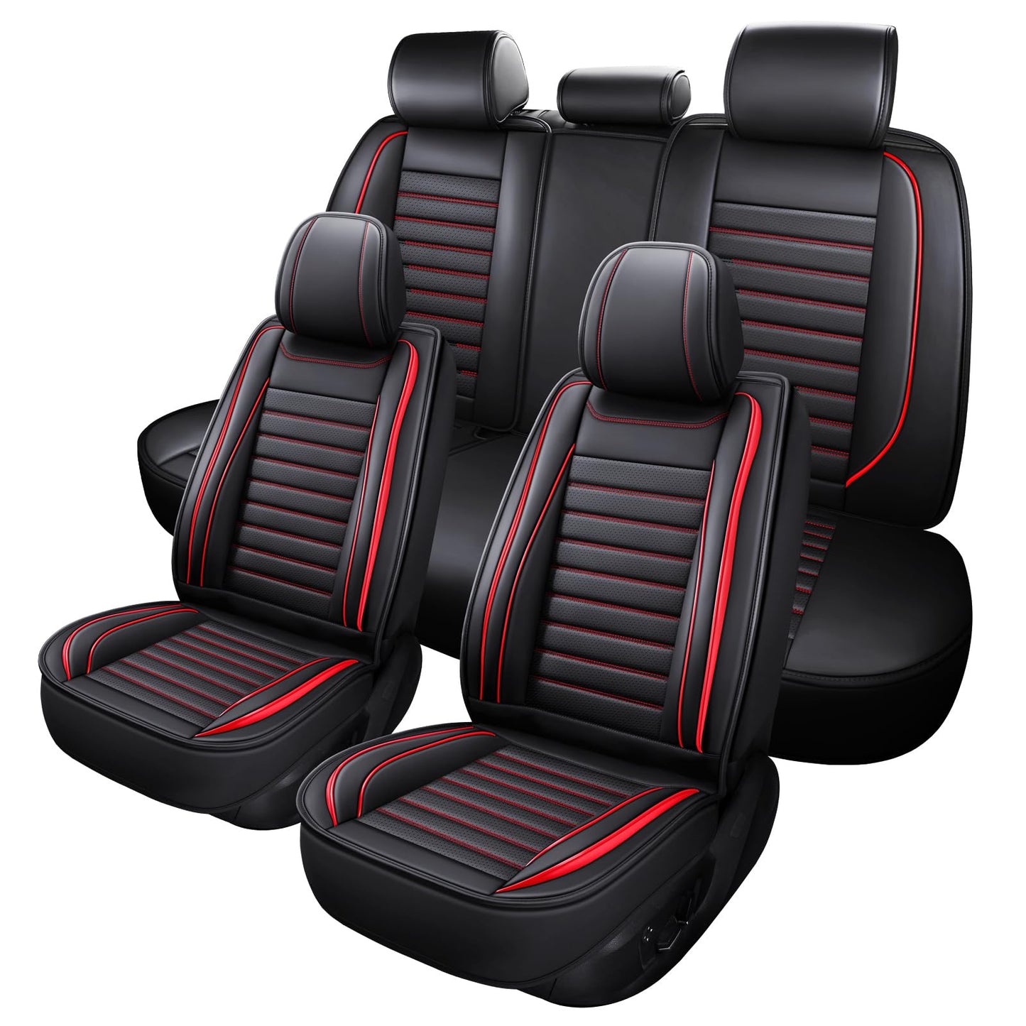 Fundas de cuero para asiento de automóvil, juego completo de