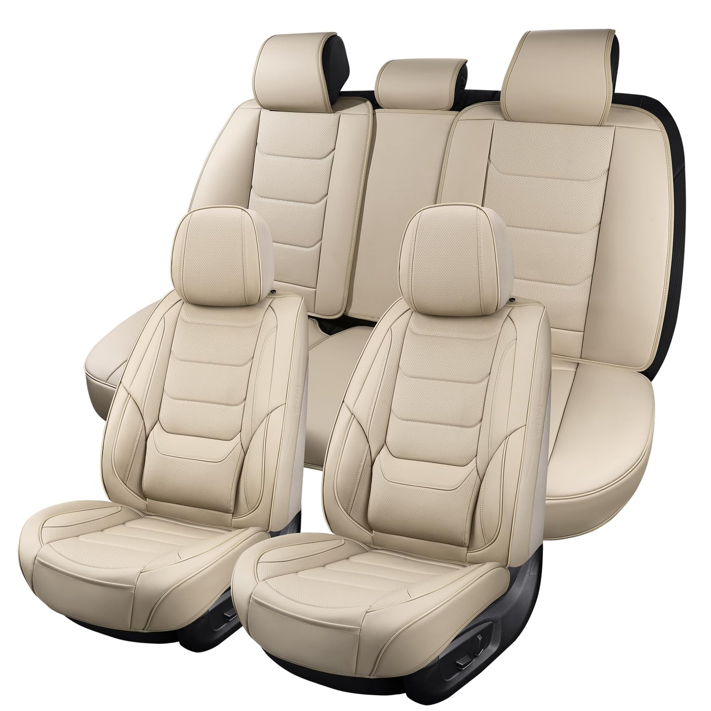 Juego completo de fundas de cuero para asiento de automóvil,