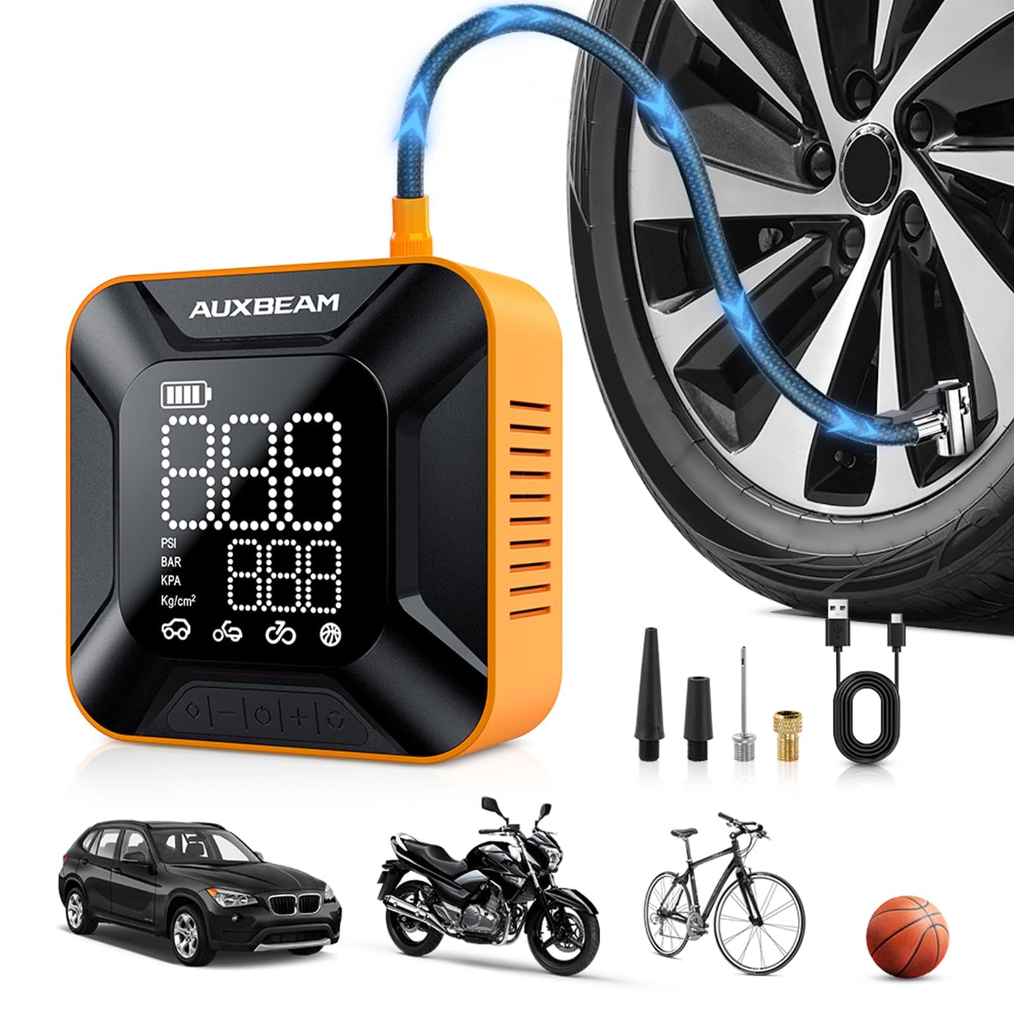 Auxbeam Inflador de neumáticos, compresor de aire portátil,