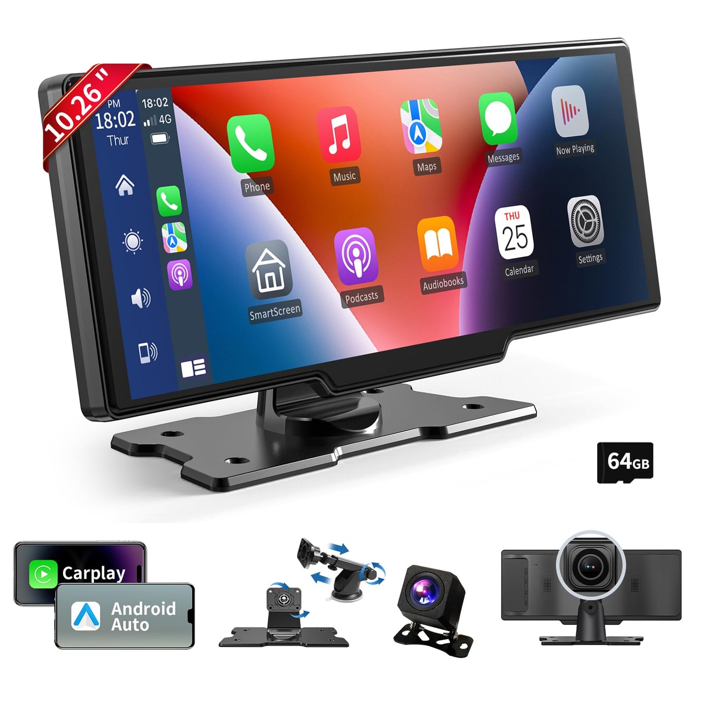 Pantalla Carplay inalámbrica para automóvil, Carplay HD de 1