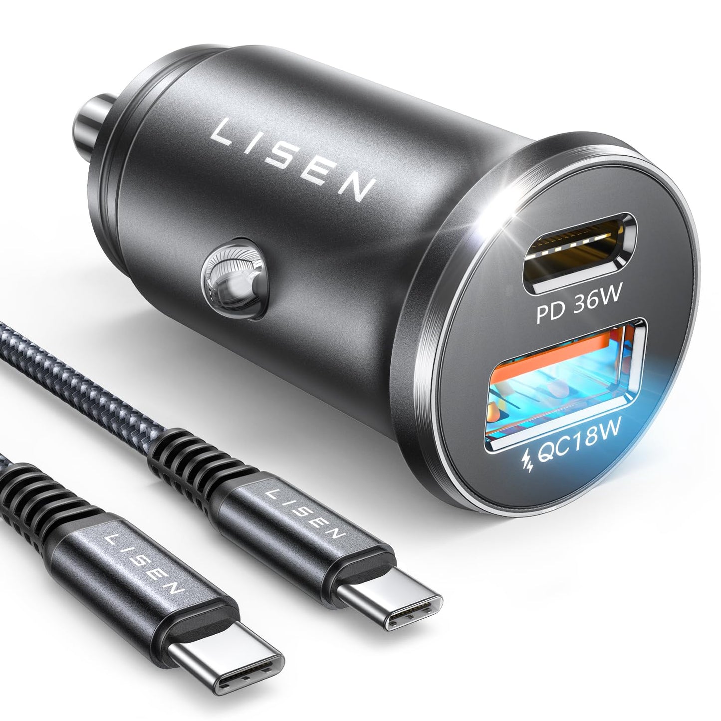 LISEN Cargador de coche para iPhone 16, cargador de coche US