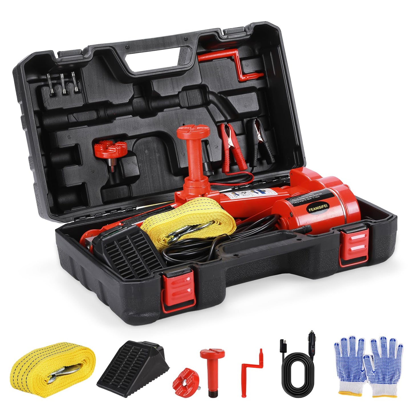 Kit de gato eléctrico para automóvil de 3 toneladas, 12 V, g