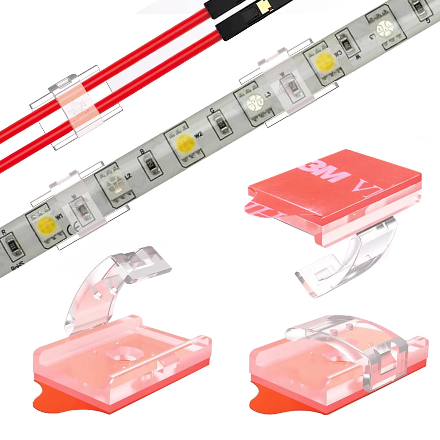 ATB- Soportes de montaje y clips de tira de luz LED de doble