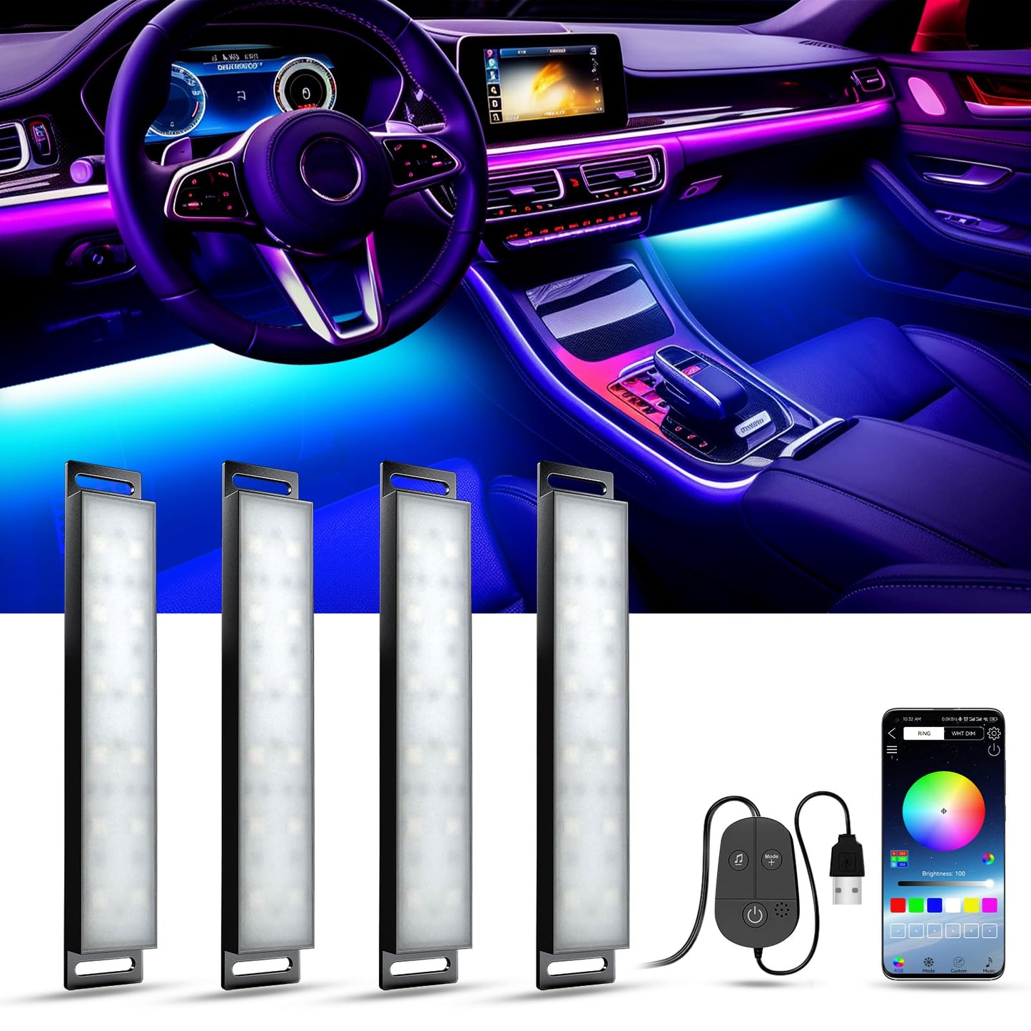 YiLaie Luces LED para el interior del automóvil, luces LED M