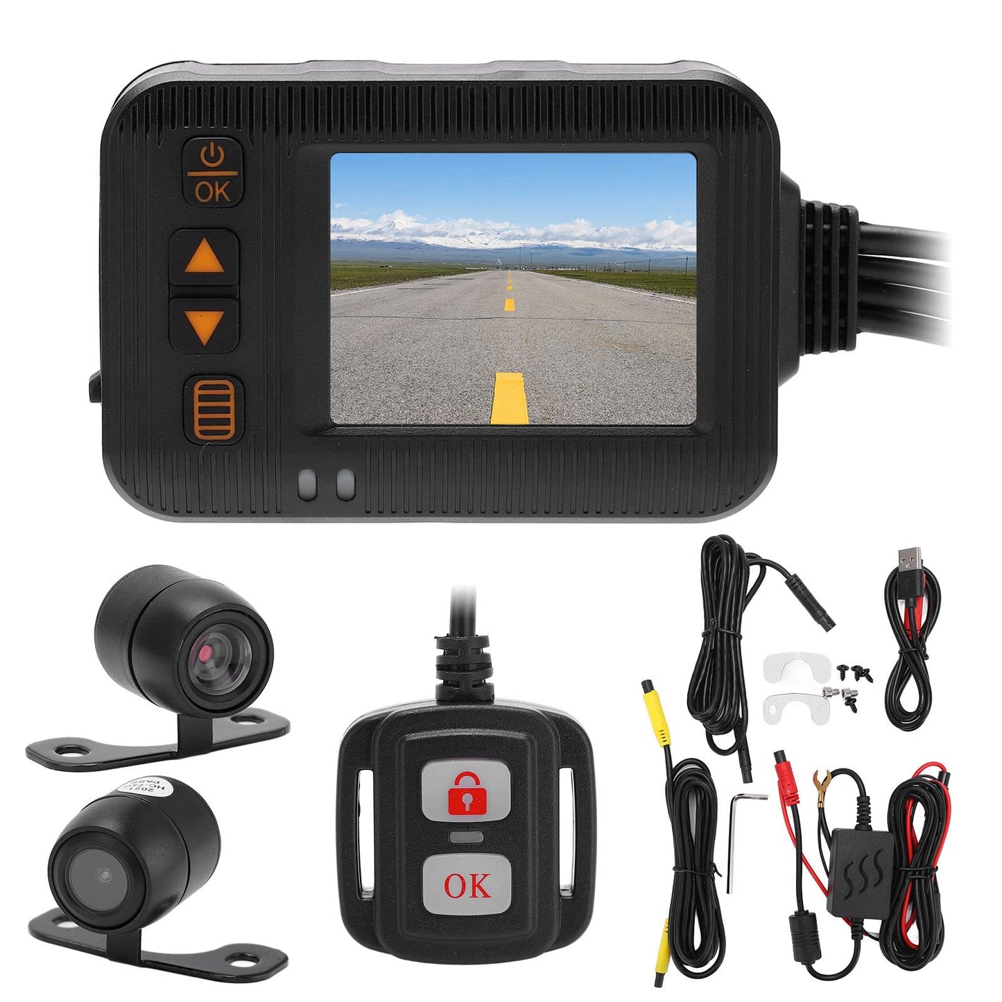 Fydun Cámara de salpicadero de motocicleta, 2 pulgadas, grab