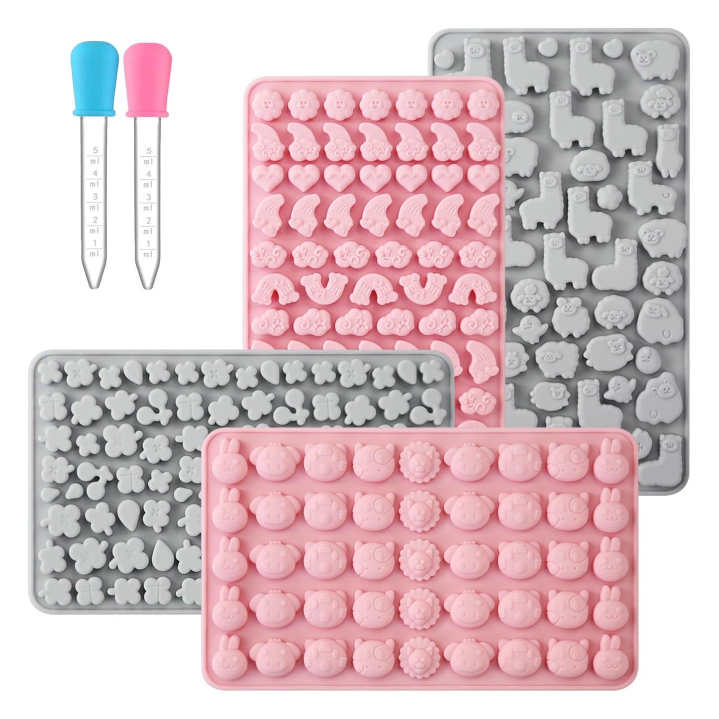 Moldes de silicona de animales y flores, bandeja de gelatina