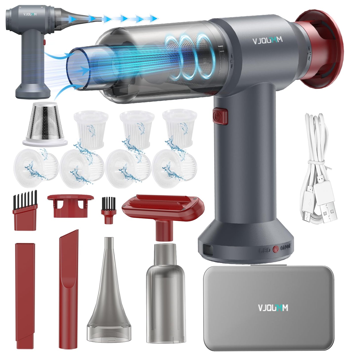 Aspirador portátil inalámbrico de mano, mini aspiradora y ac