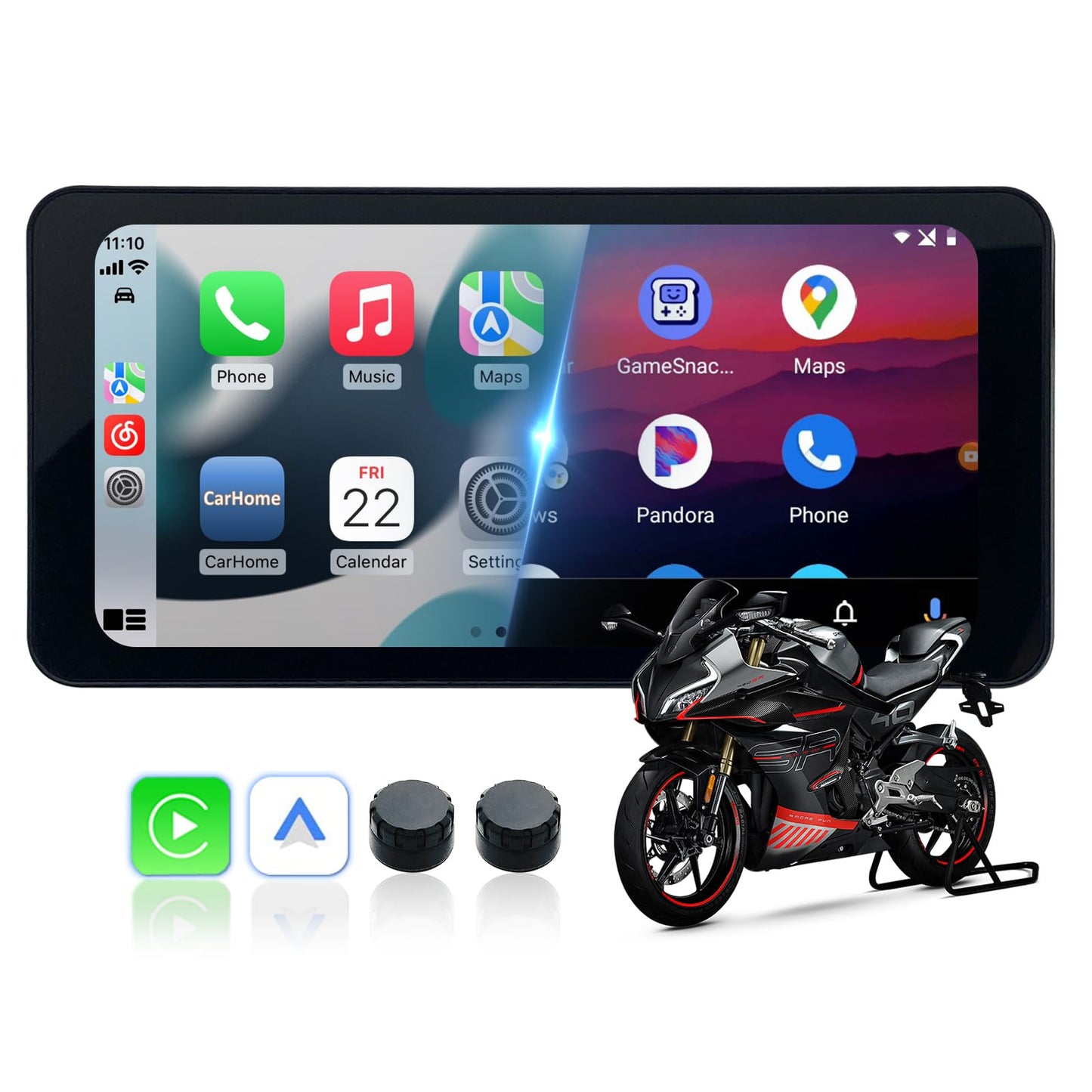 Carplay de motocicleta y pantalla táctil automática Android,