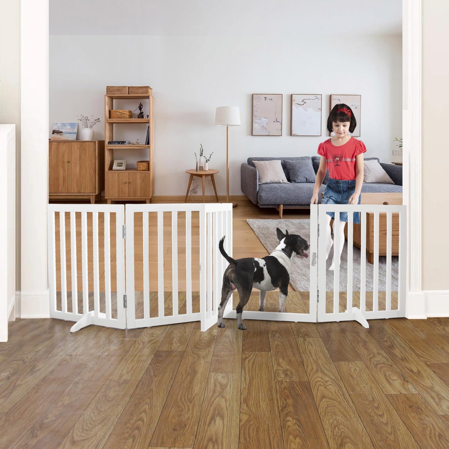 ZJSF Puerta plegable para perros de interior para casa, puer