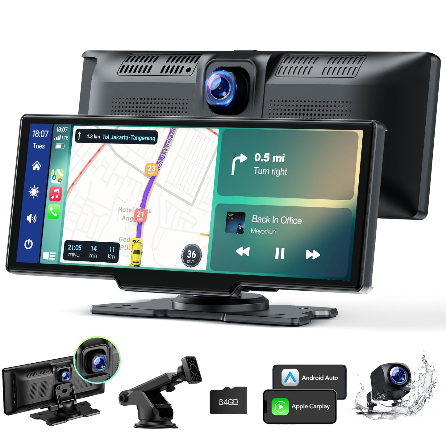 Volam Pantalla inalámbrica Carplay para automóvil con cámara