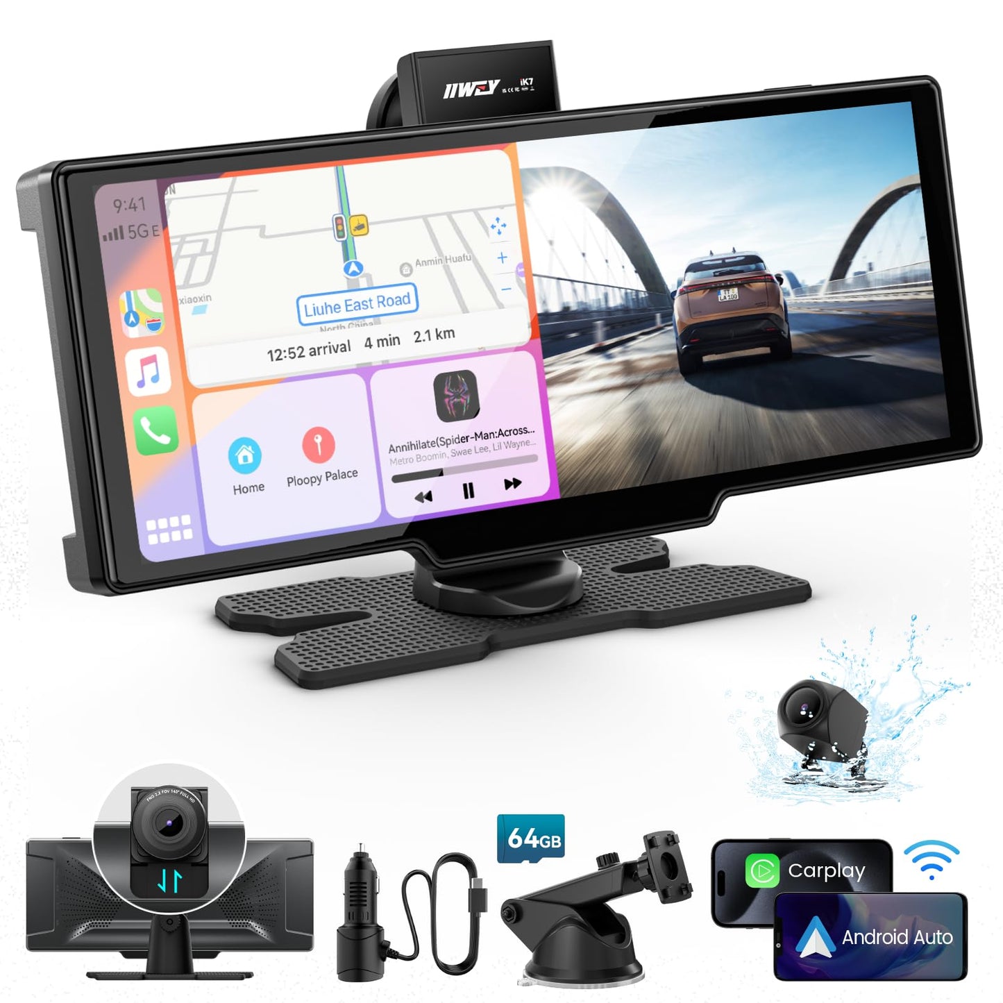 Pantalla portátil Apple Carplay, estéreo de coche de 10 pulg