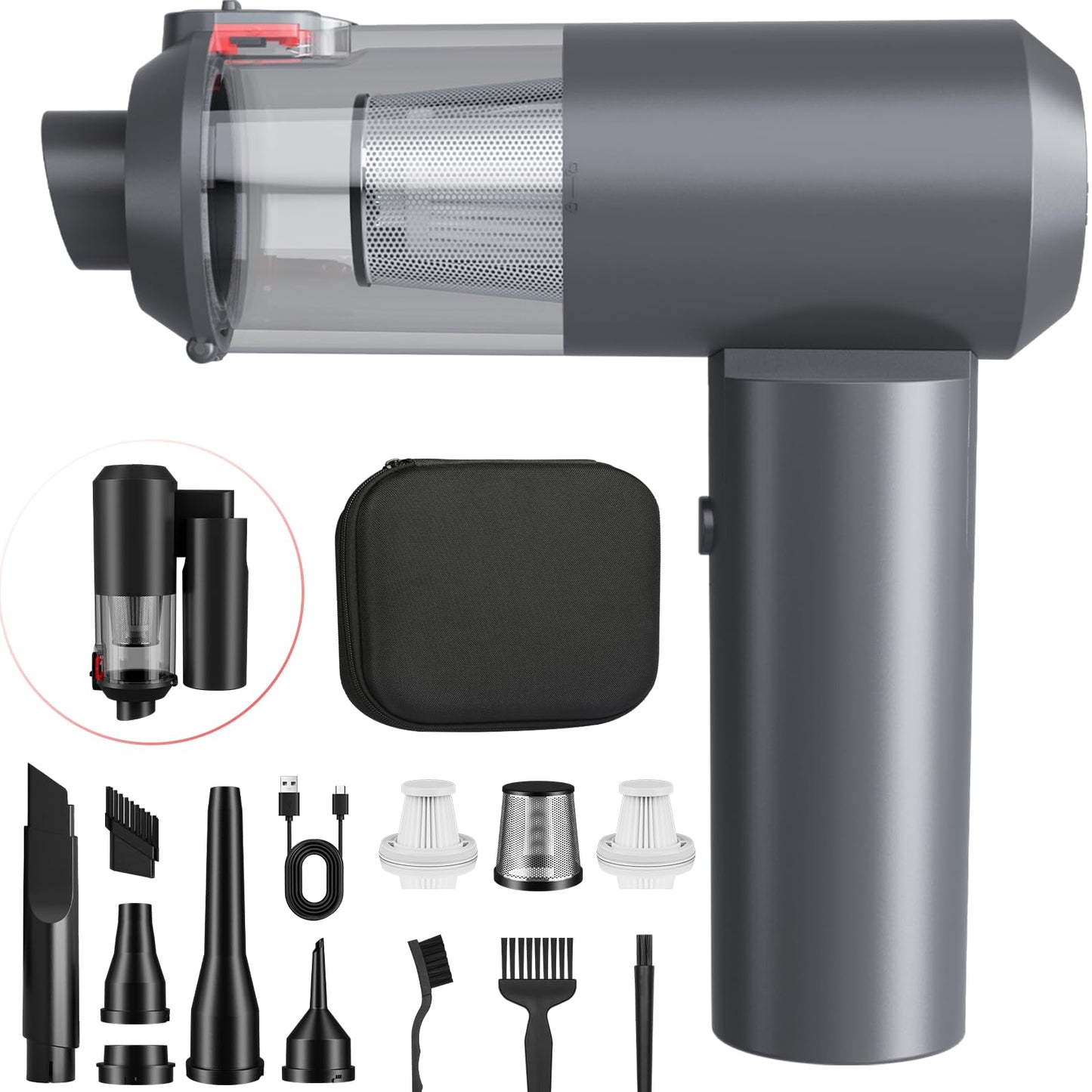 Car Vacuum Portable Cordless - 16000Pa 4 in 1 Arify Pro Cord