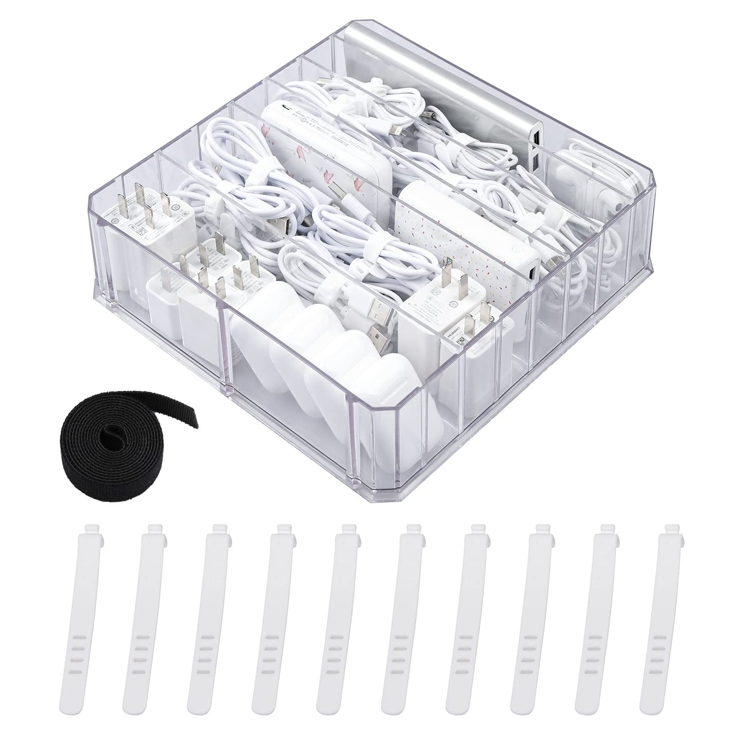 Yesesion Caja organizadora de cables de plástico transparent