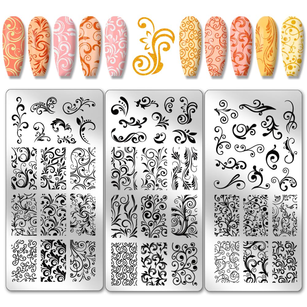 PH PandaHall 3 plantillas de arte de uñas con patrón de remo