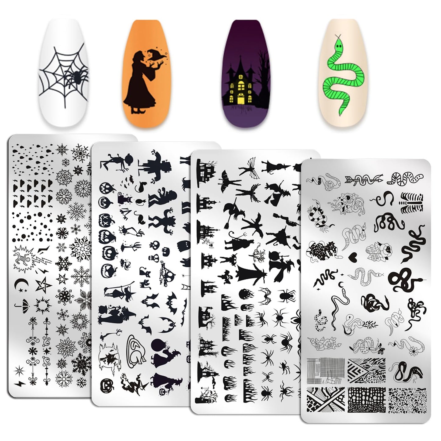 WOKOTO Juego de 6 placas de sello de arte de uñas Holloween