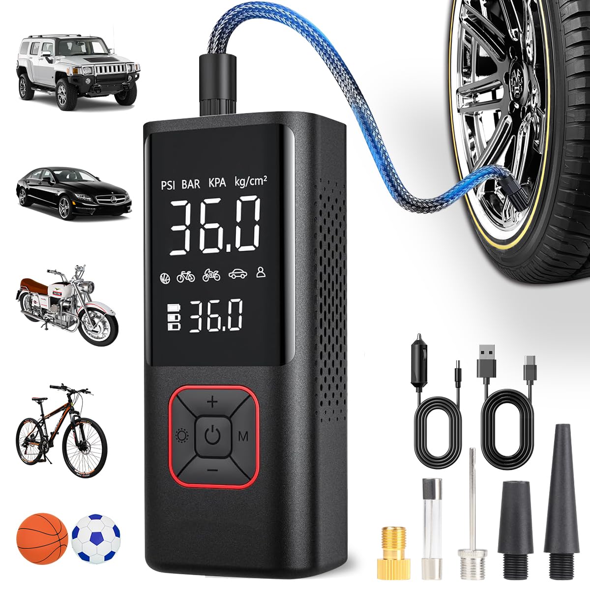 Infladores de neumáticos inalámbricos, 150 Psi y 6000 mAh, c