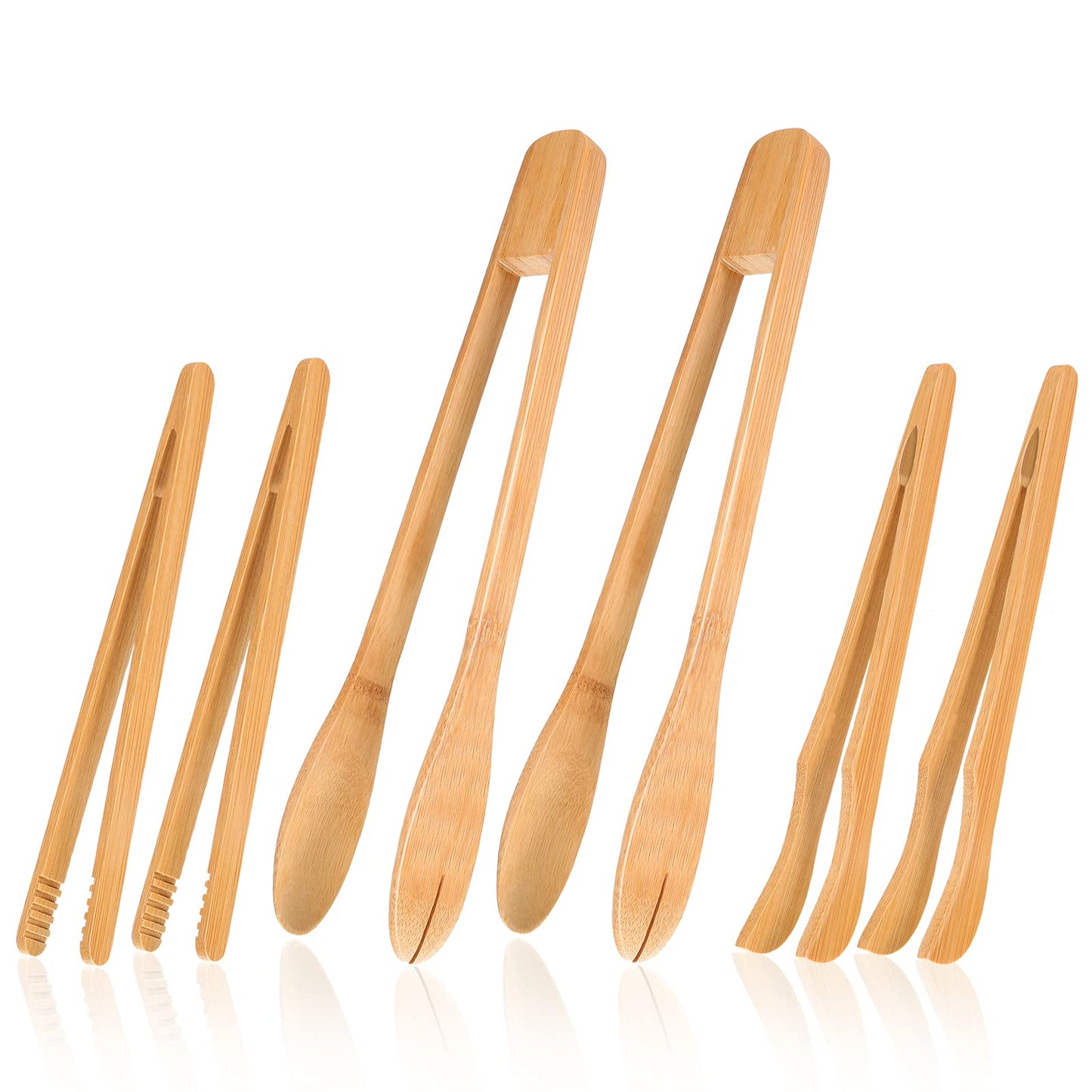 Zopeal 6 pinzas de cocina de madera largas de bambú para coc