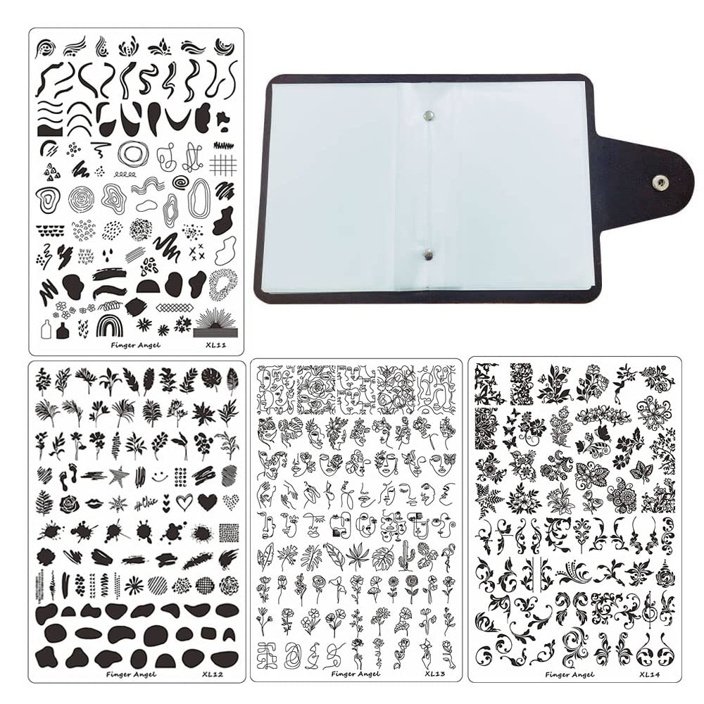 4PCS Nail Art Stamp Placas con XL11-14 Estampación de Placas