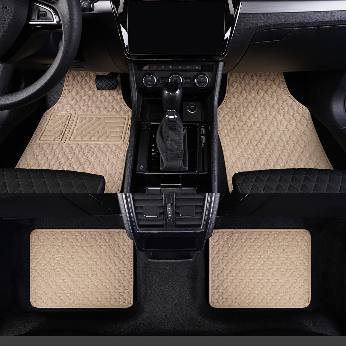 Alfombrillas para automóvil, diseño de diamante, de piel sin