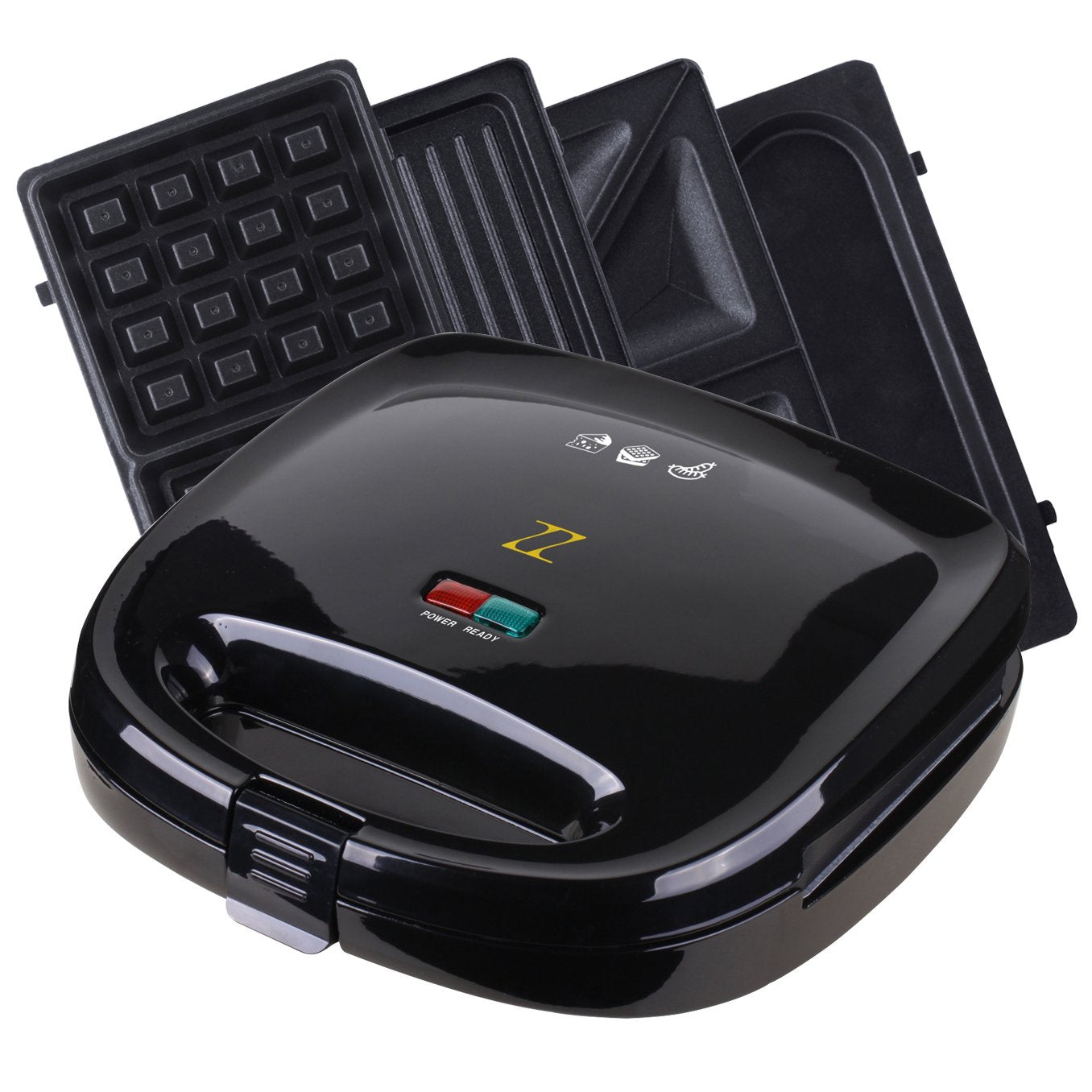 ZZ S6141A-B sandwichera 4 en 1 para desayuno, waffle, omelet