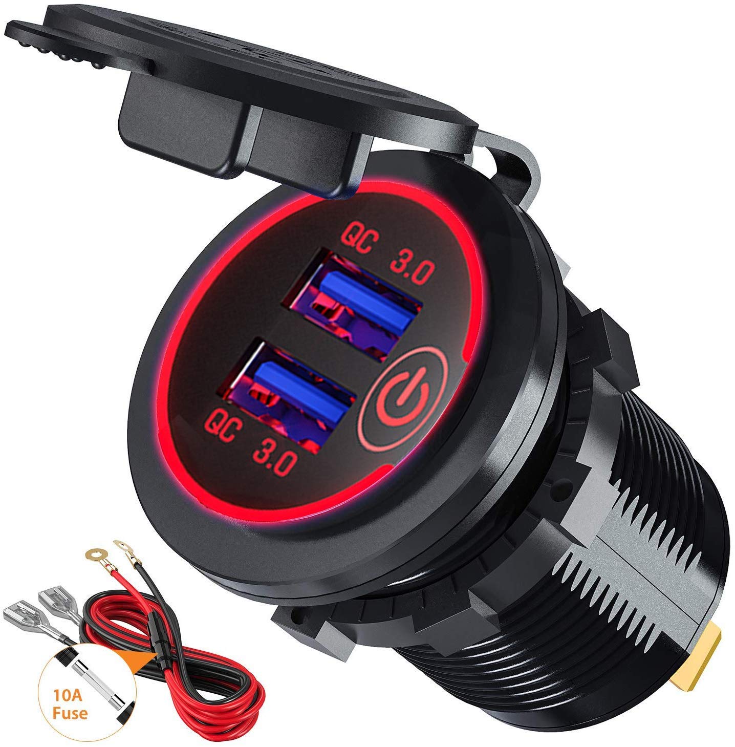Carga rápida 3.0 Dual USB Cargador de Coche Enchufe con Inte