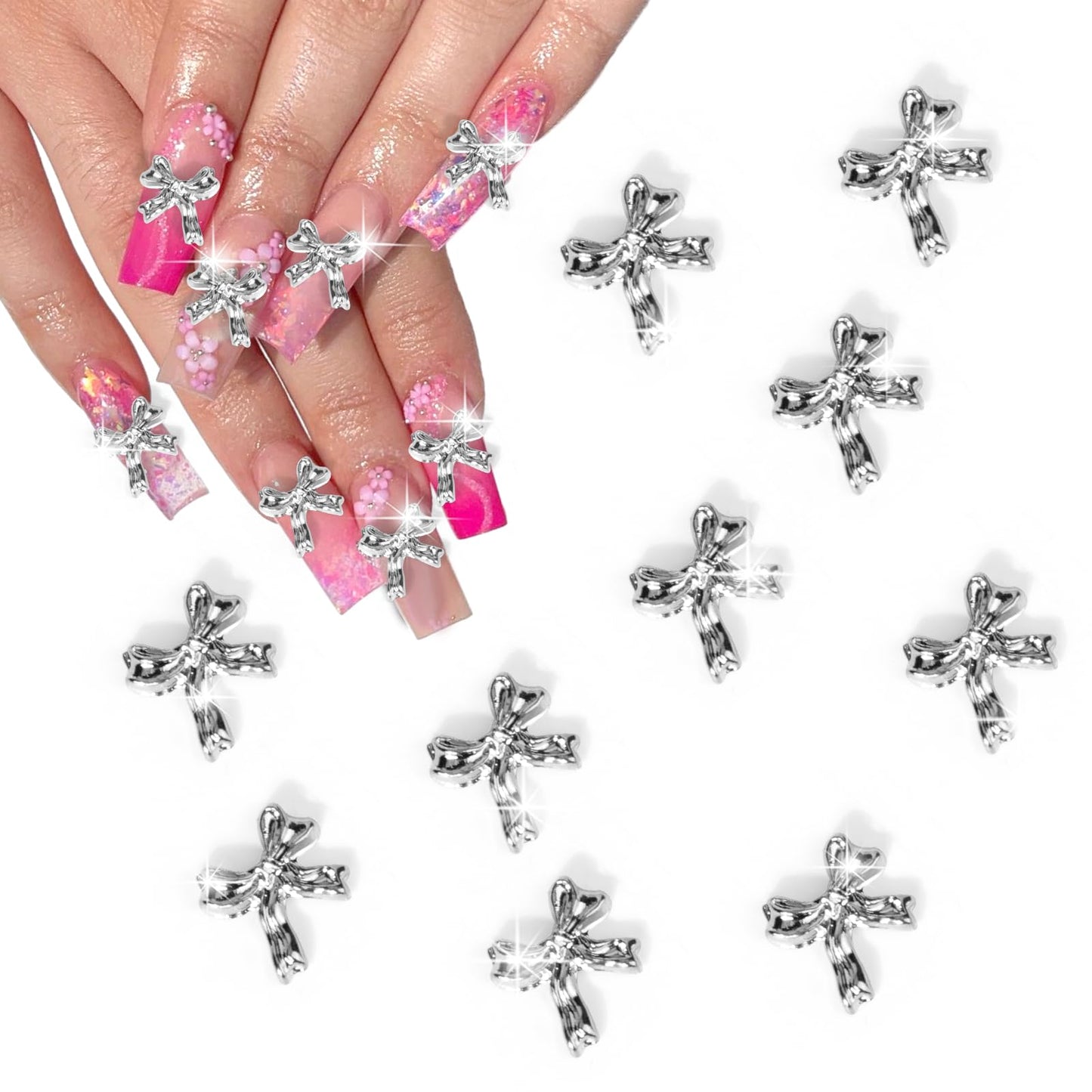 Nail Charms for Nails Accessories,3D Metal Star Nail Charms