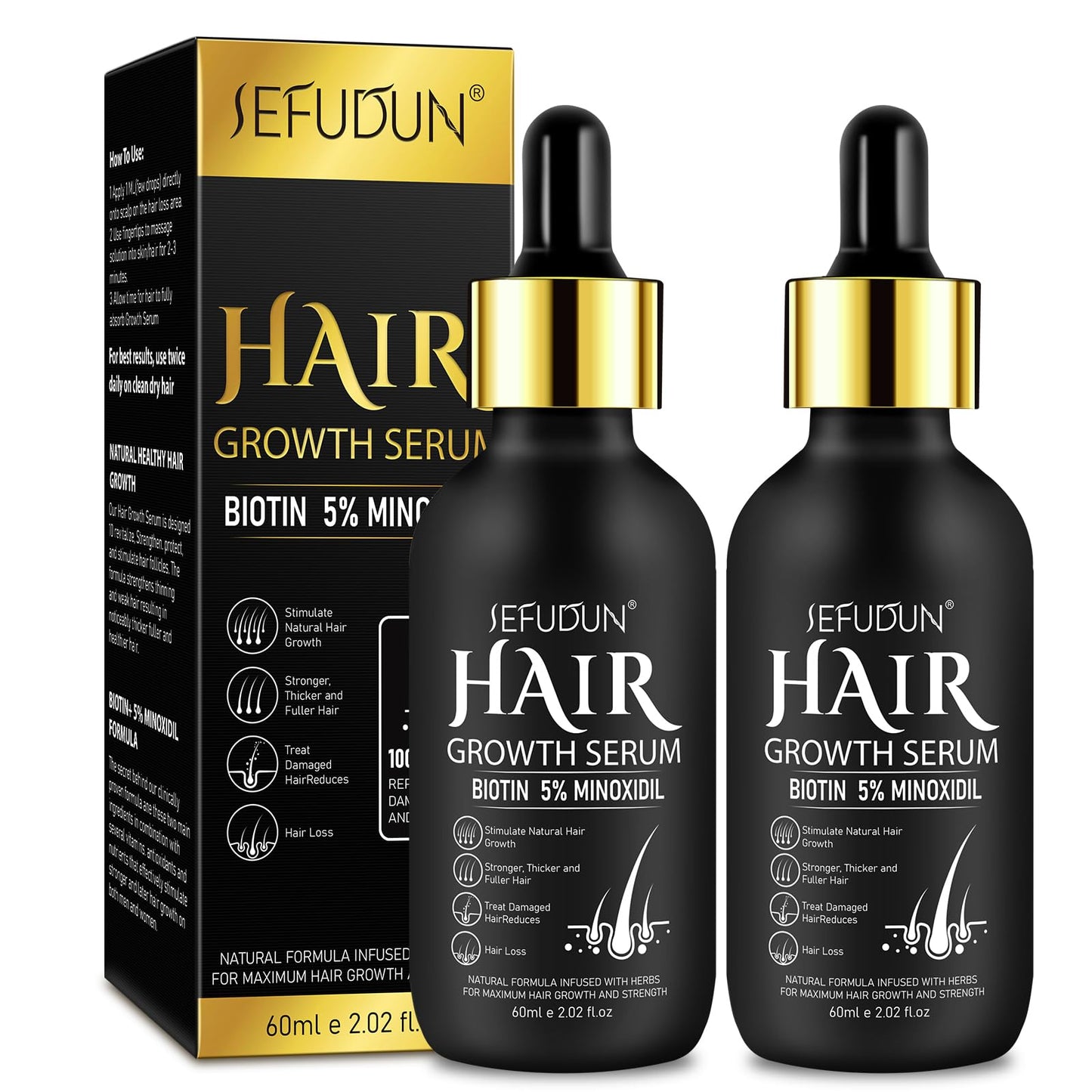 Suero de crecimiento del cabello de minoxidil al 5 % para ho