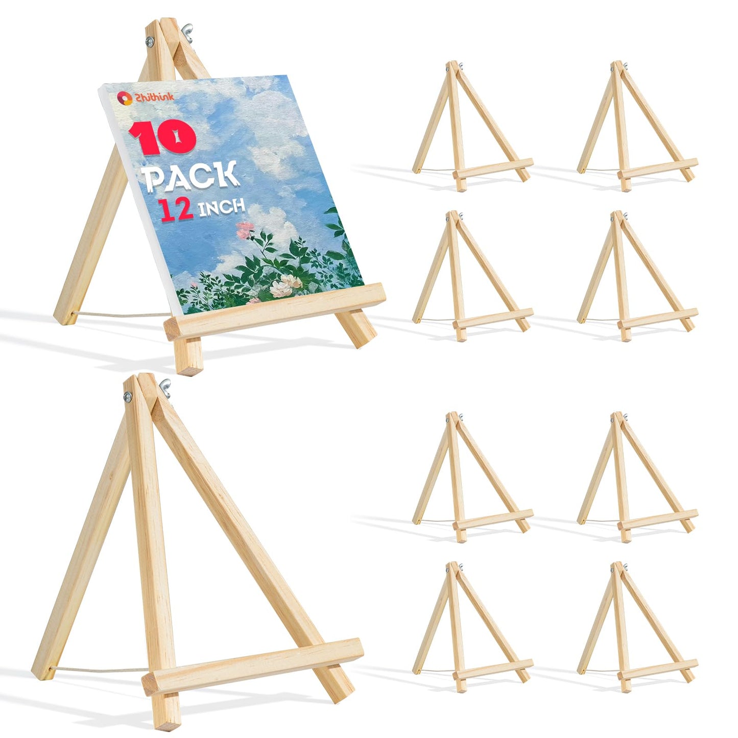 Zhithink Paquete de 10 caballetes de madera para pintar lien