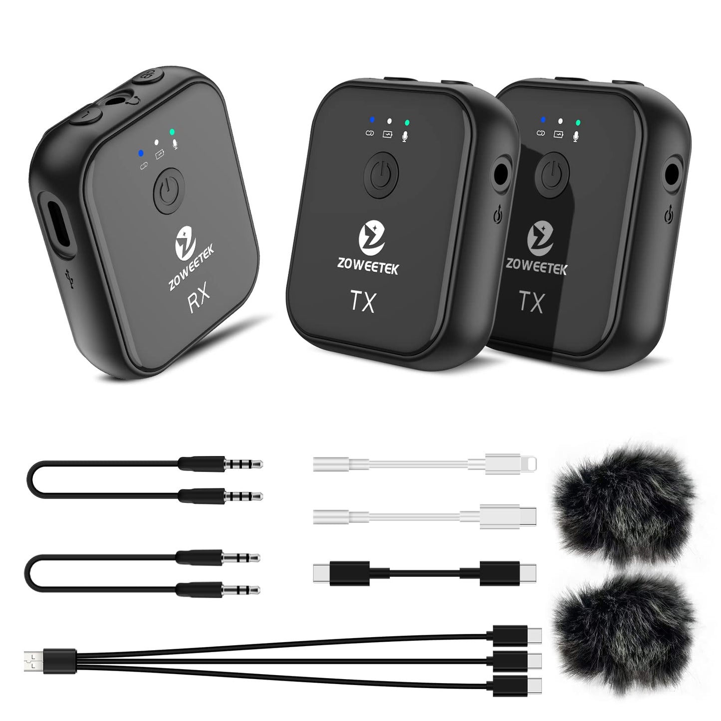 ZOWEETEK Micrófono inalámbrico Lavalier de doble canal, adec
