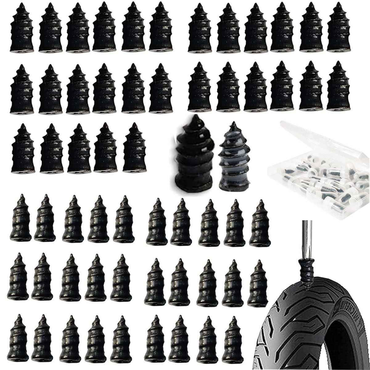 60 piezas de clavos de goma para reparación de neumáticos, r