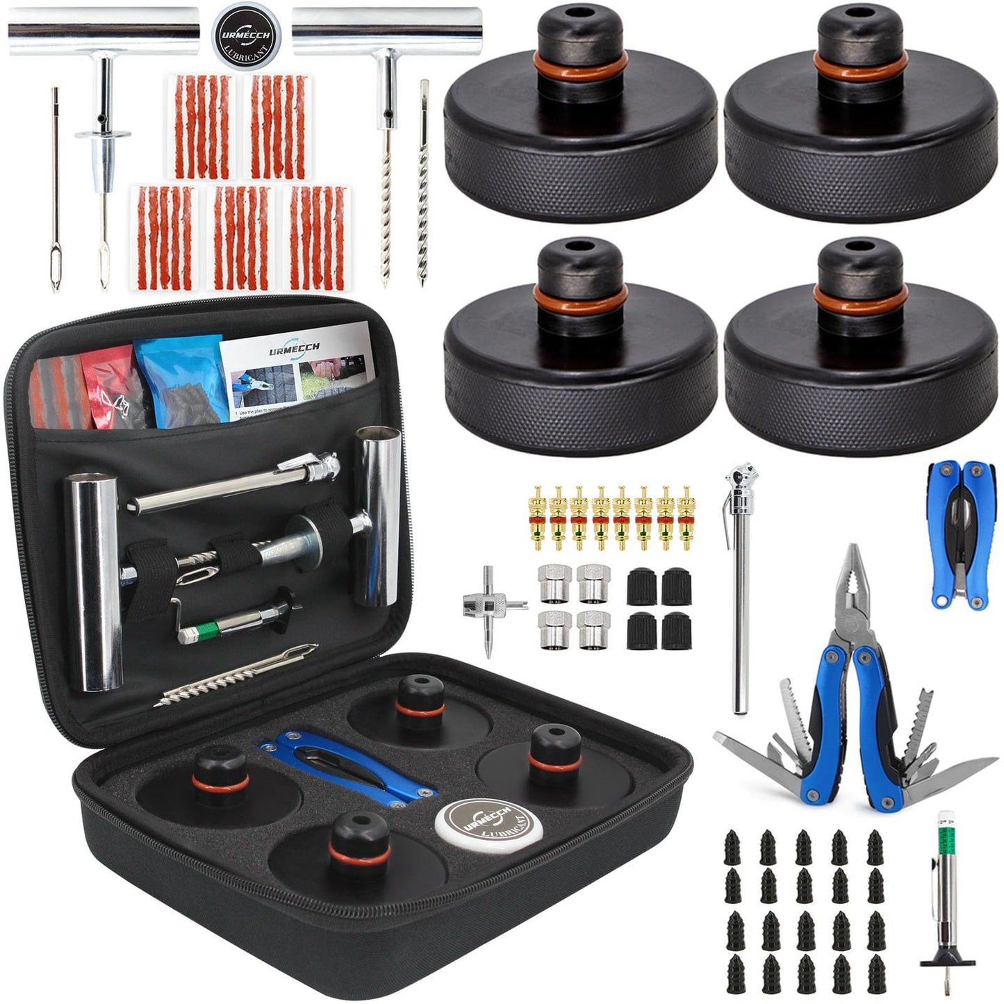 Kit de herramientas de reparación de neumáticos y almohadill