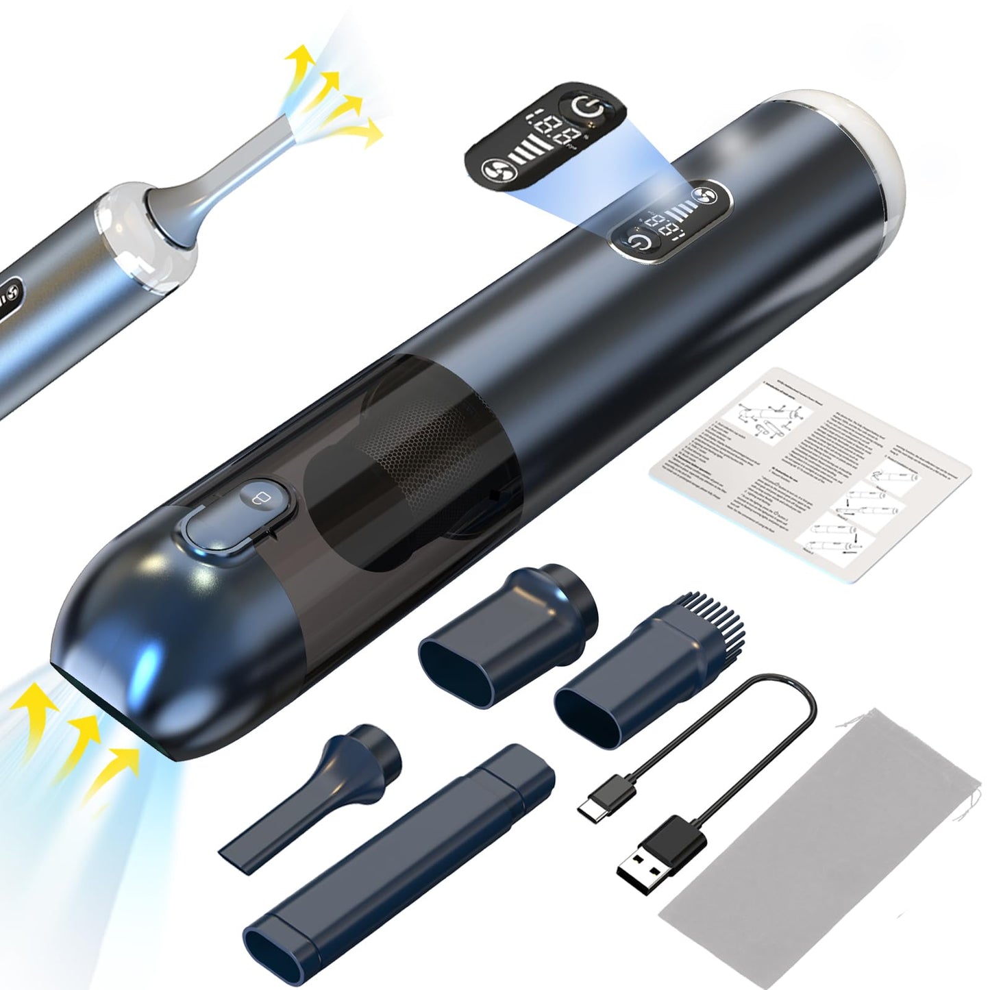 TEZILON Aspirador de mano inalámbrico para automóvil, 18000