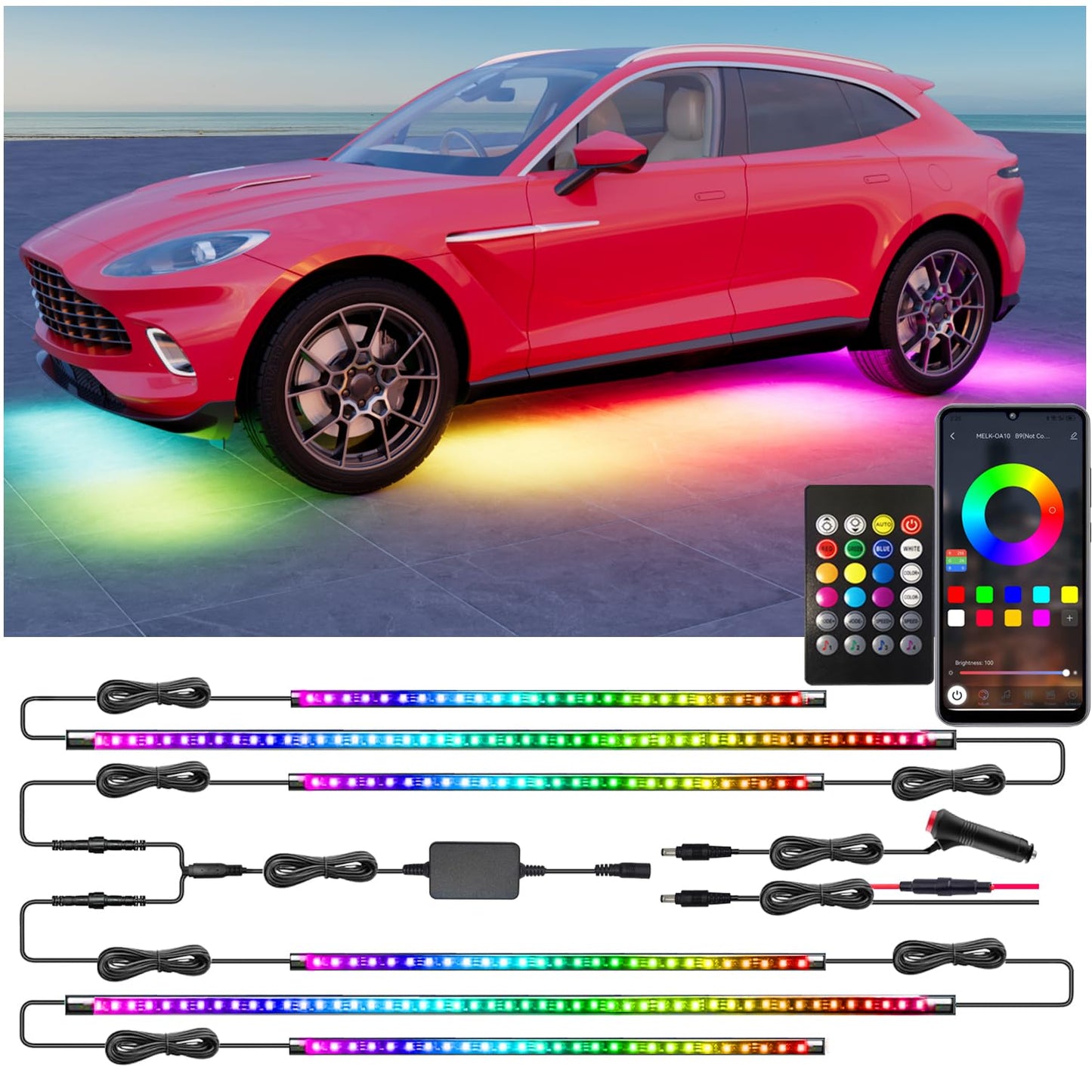 Underglow - Luces LED para automóviles, 6 luces LED intelige