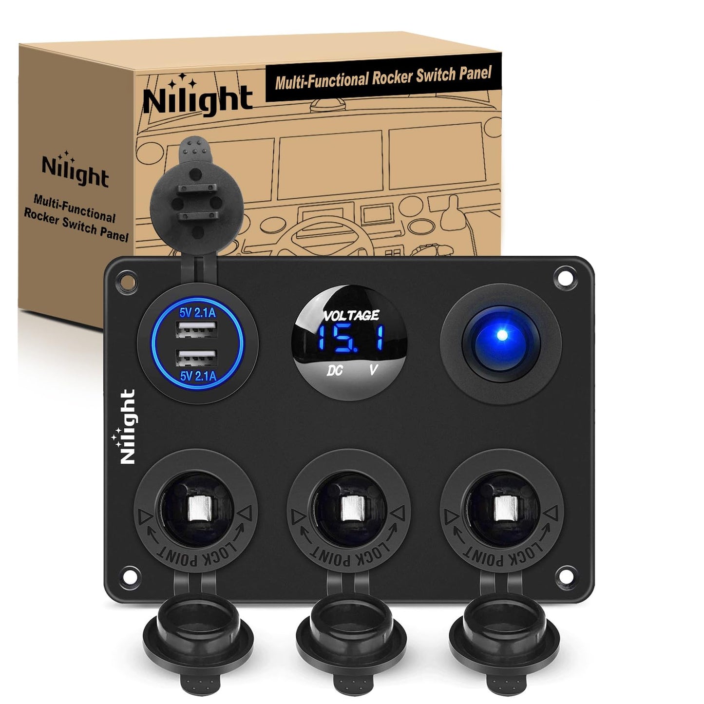 Nilight Enchufe dual para encendedor de cigarrillos con cabl