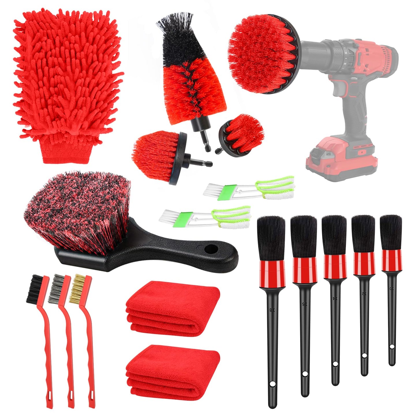 Kit de detalles para automóvil, 18 piezas, limpieza confiabl