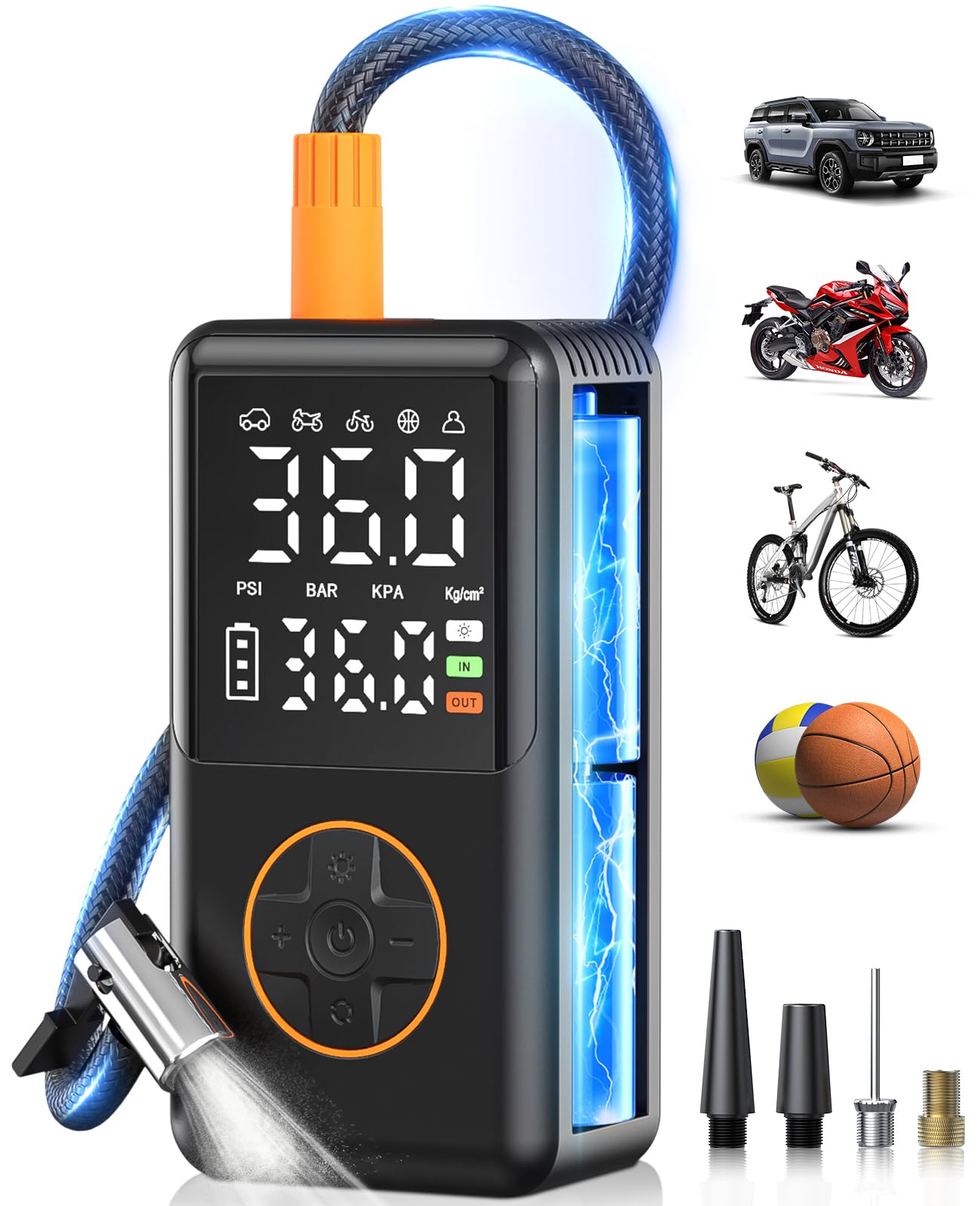 Tire Inflator Portable Air Compressor with Upgrade Dual Scre