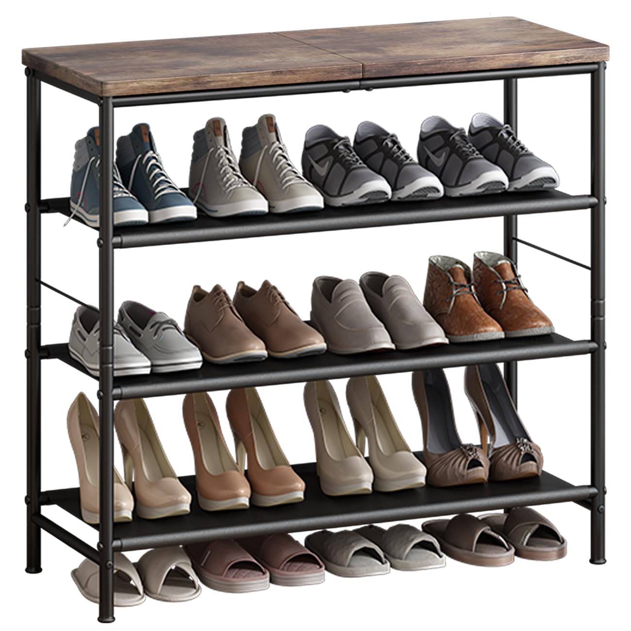 Zapatero organizador de 4 niveles de metal con tablero indus
