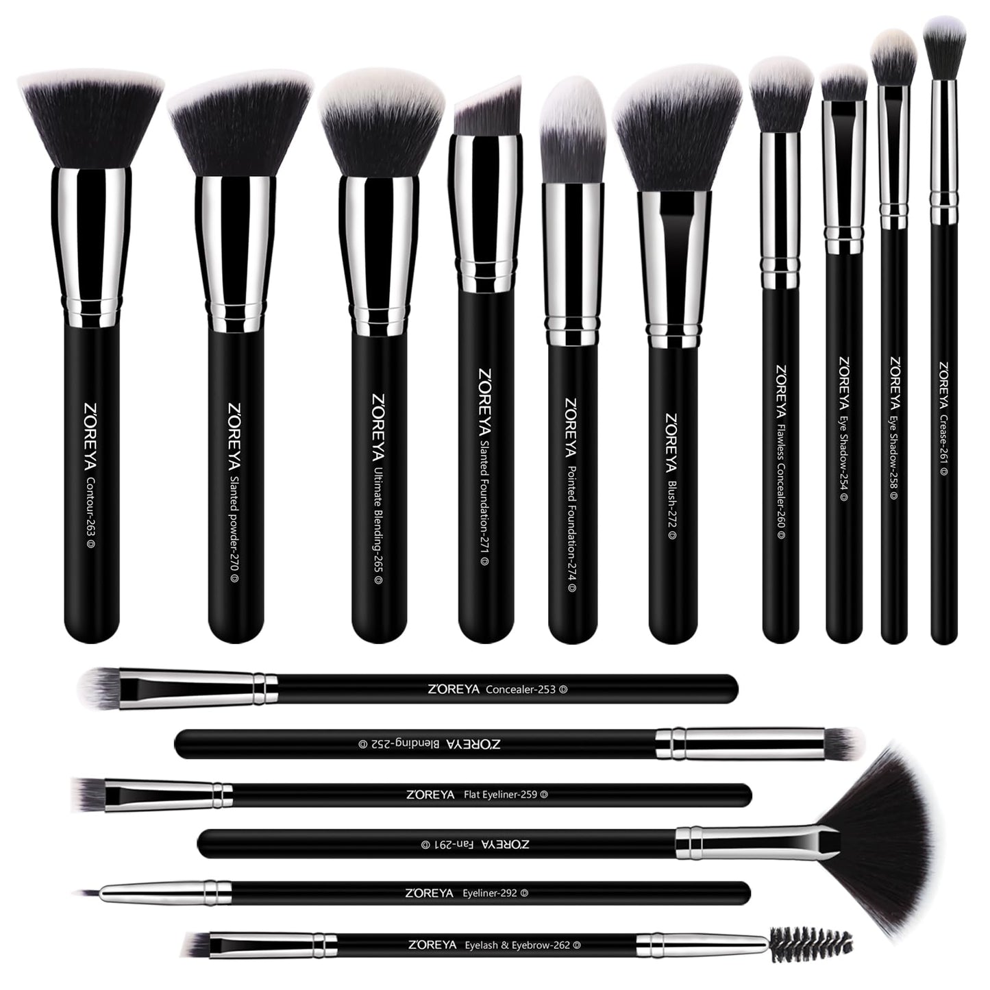 Z'OREYA Brochas de maquillaje, 16 piezas, juego de brochas d