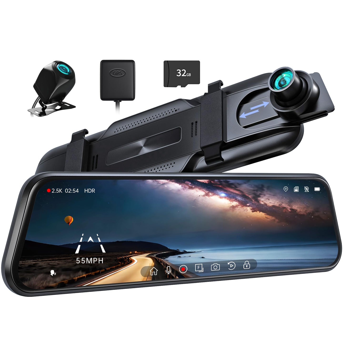 pelsee P10 - Cámara de espejo retrovisor de 2.5K, cámara de
