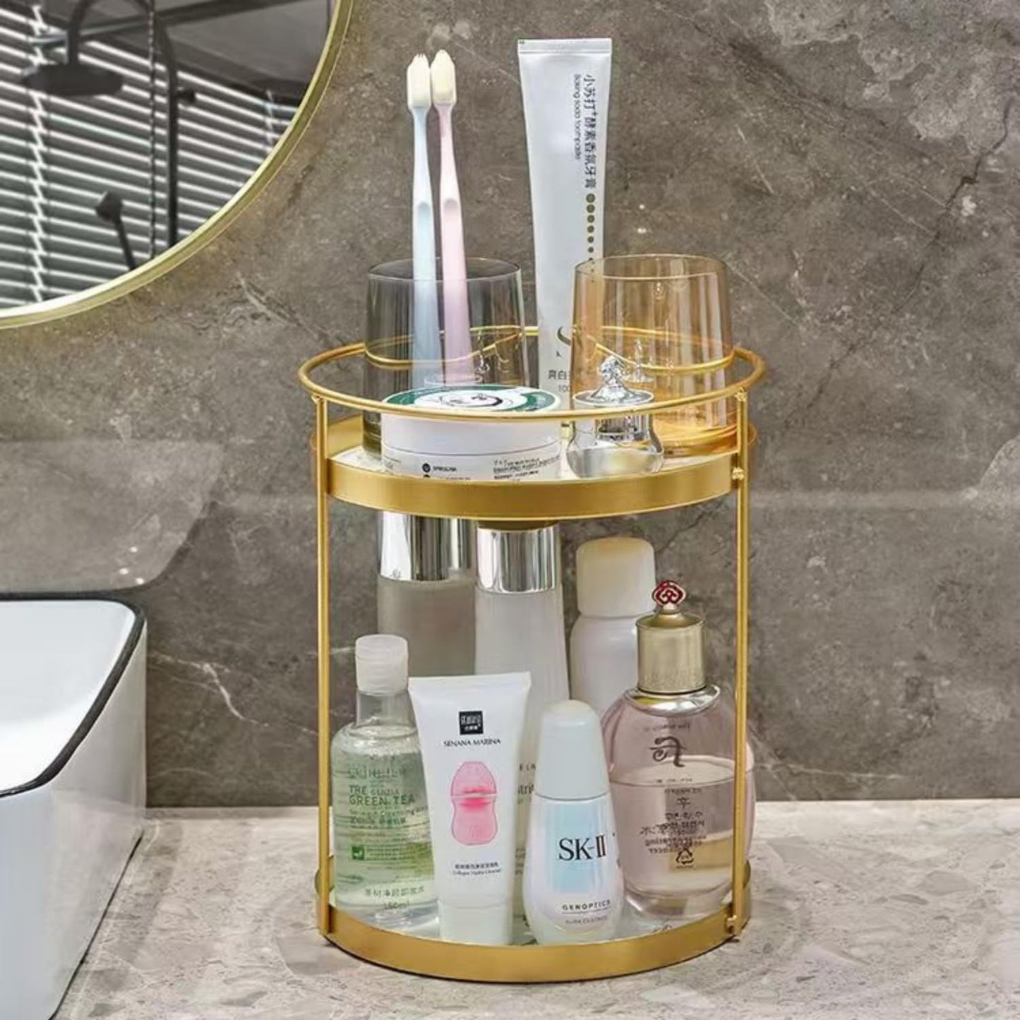 Organizador de maquillaje de metal para tocador, organizador
