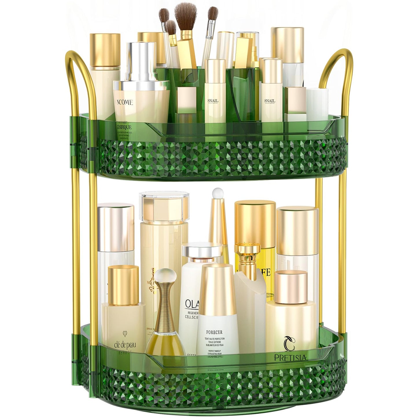Organizador de maquillaje giratorio de 360° de 2 niveles, gr