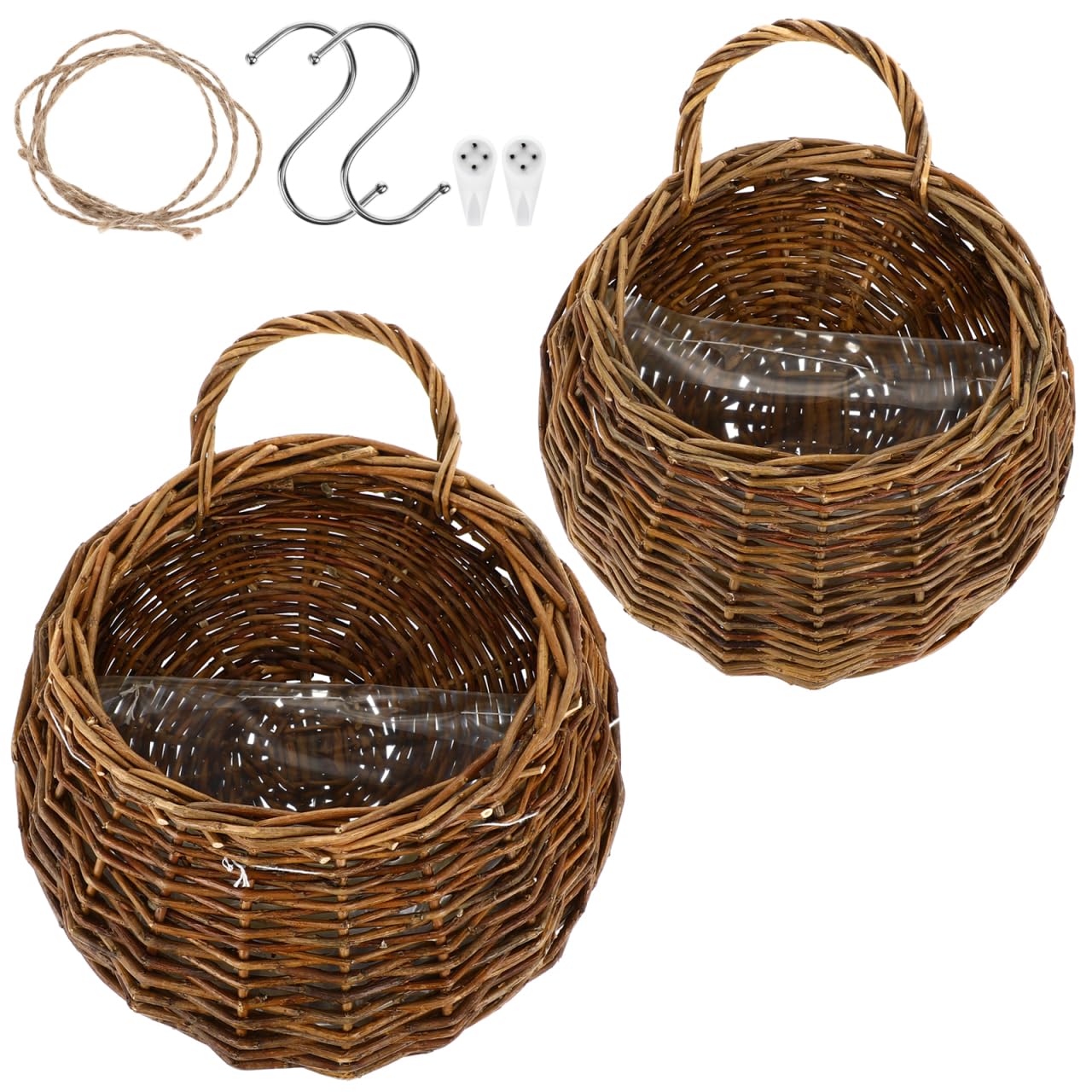 Yardwe 2 macetas redondas colgantes de arpillera, cesta de f