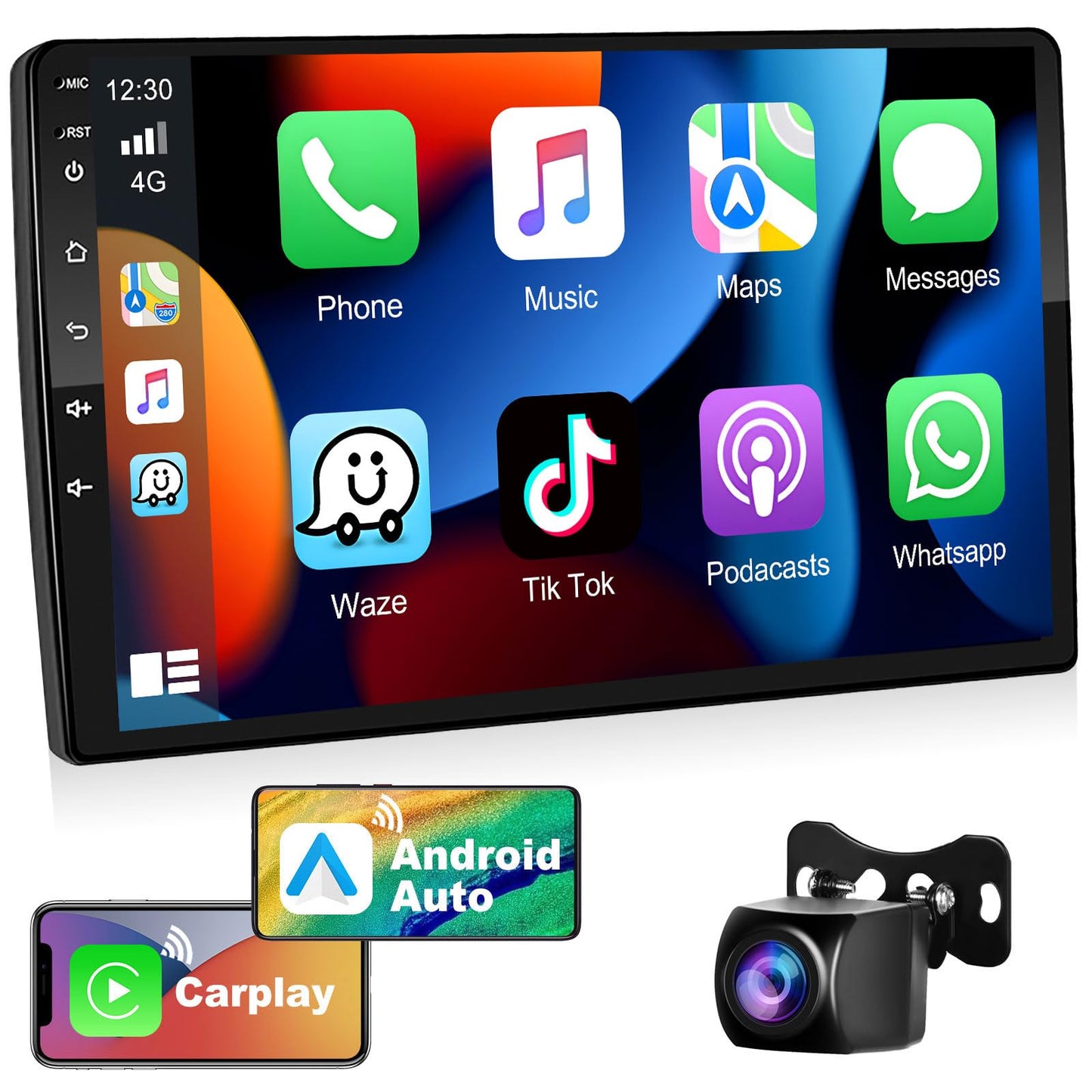 Podofo Estéreo de auto de doble DIN de 2+32G con Apple Carpl