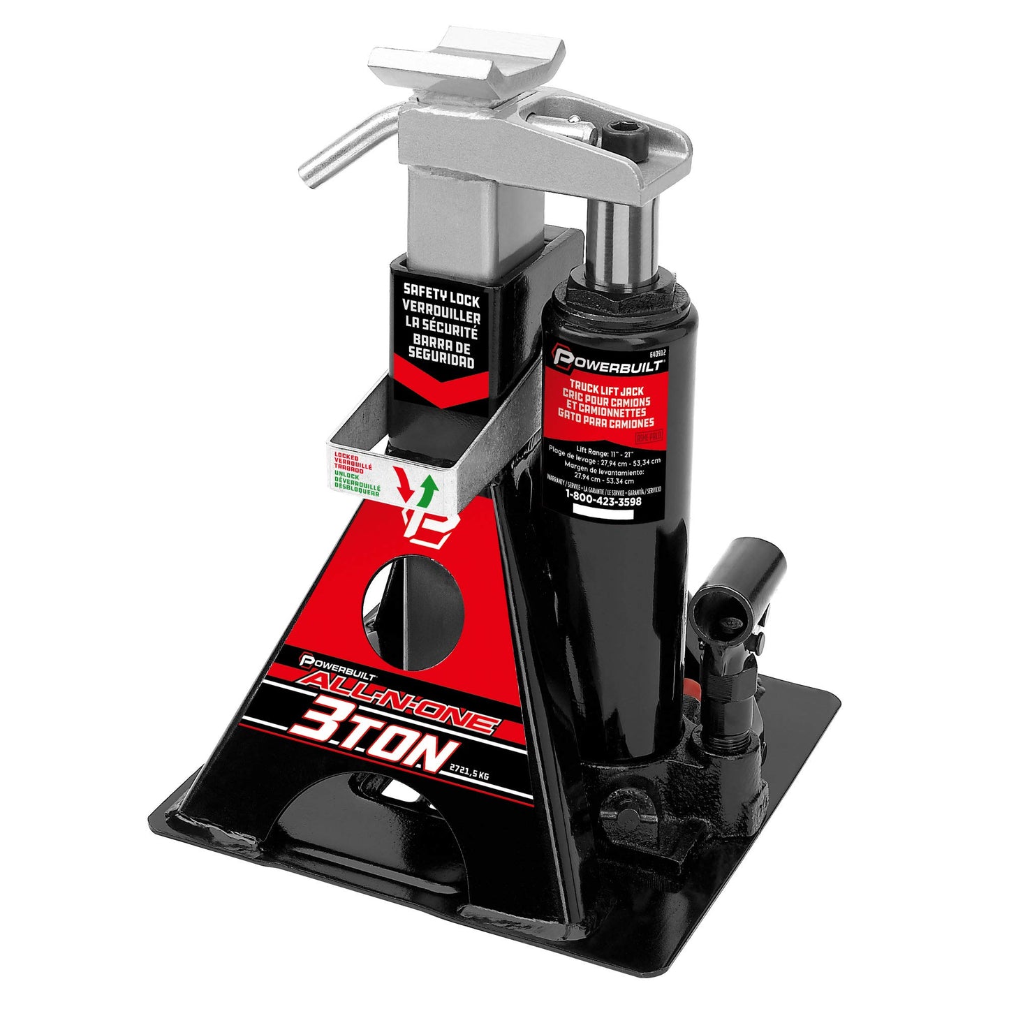 Powerbuilt 640912 Base y botella de gato todo en uno, 3 tone