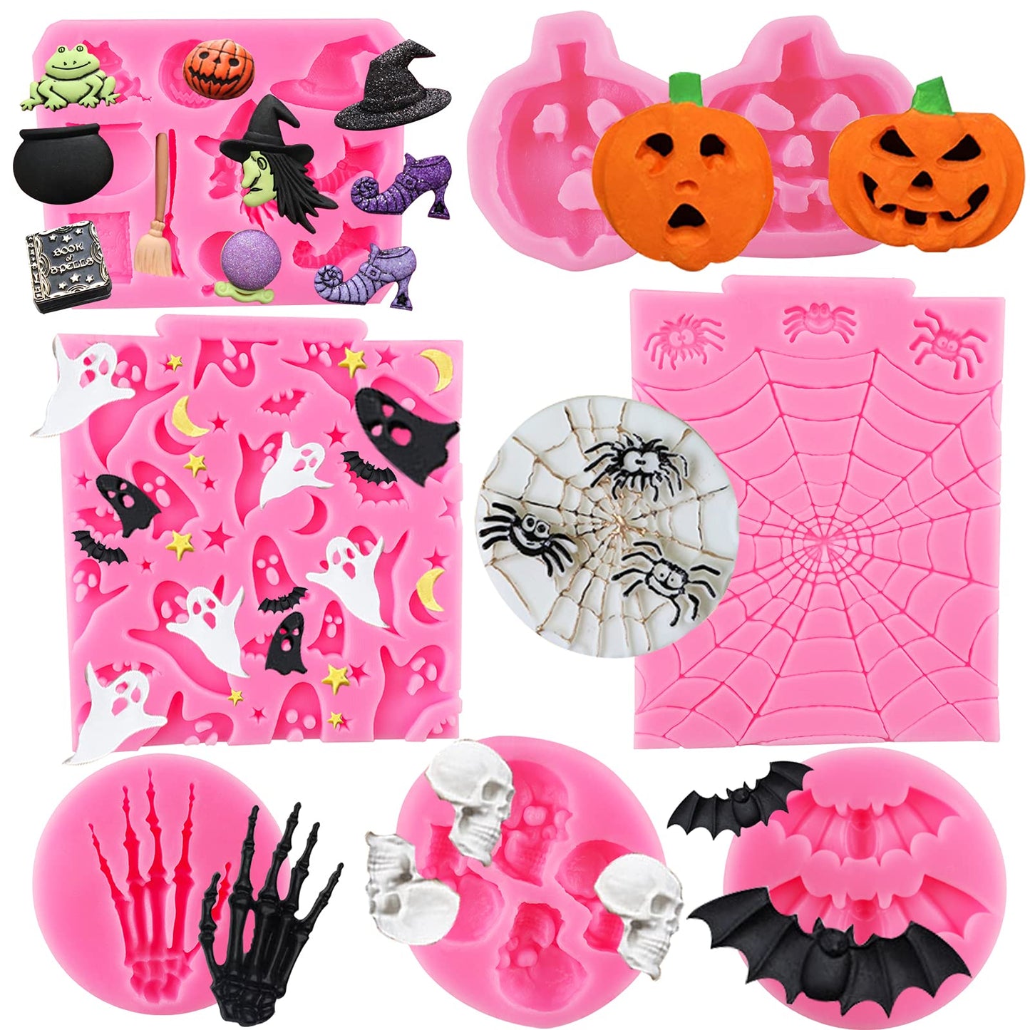 Moldes de silicona para Halloween, paquete de 7 moldes para