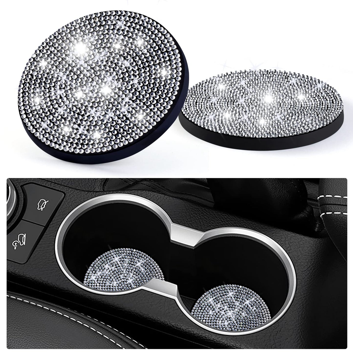 Paquete de 2 posavasos brillantes para automóvil, 2.75 pulga